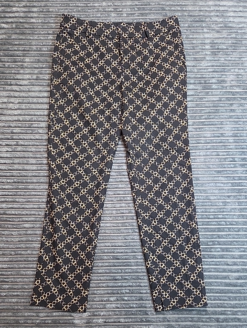 Zara Black Trousers with Gold Chain Pattern